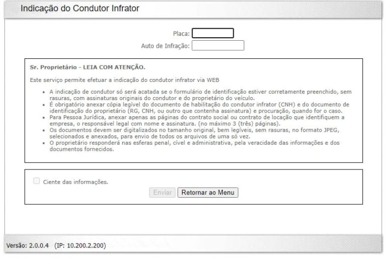 Indicação De Condutor Infrator Dersp Transferir Multa Online 1092